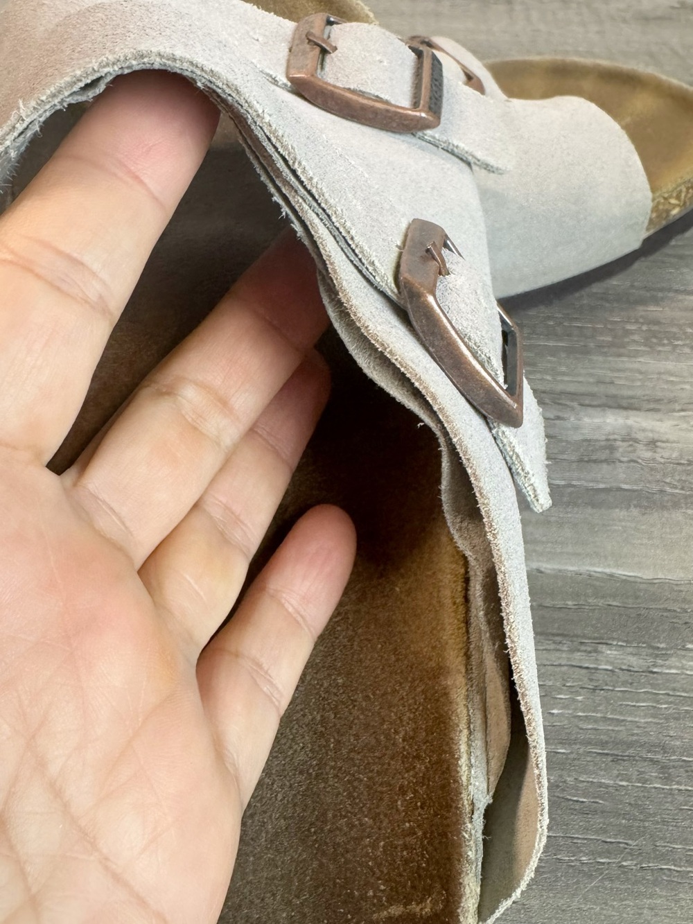Birkenstock Zurich Buckled Slip On Taupe suede sandals EU38/US7-7.5- see photos - Picture 8 of 9